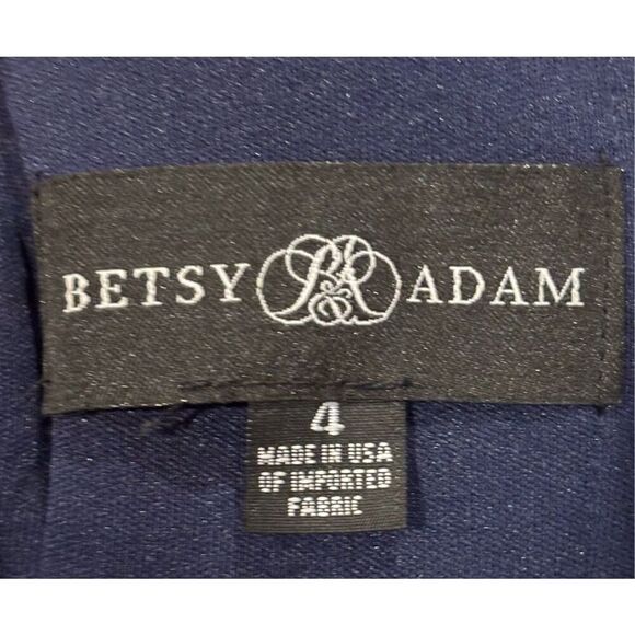 Betsy & Adam Womens Asymmetric Ruffled Cocktail and Party Dress in Night Blue NW - Picture 4 of 5